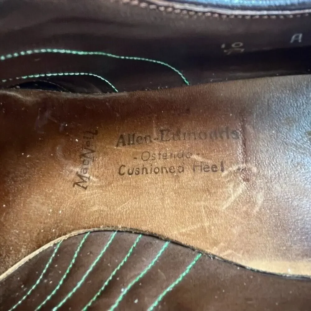 Allen Edmonds Shoes Mens 10A Brown Leather Longwingtip Brogue MacNeil Oxfords